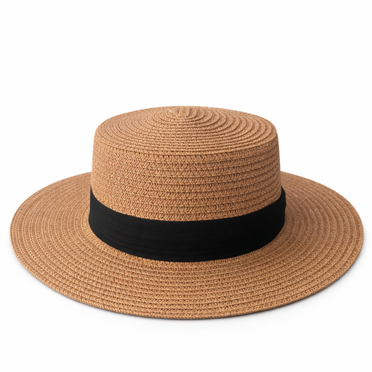 Women’s Round Flat-Top Straw Sun Hat
